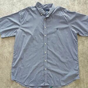 Men’s Ralph Lauren Button Up Collared Shirt Size Short Sleeved Plaid 5X